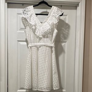 Danny & Nicole White V-Neck Flutter Sleeve Sundress